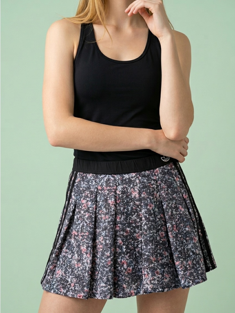 Adidas Primegreen Black Pink Pattern Print Circle Skirt Girlhood Sporty Preppy-S